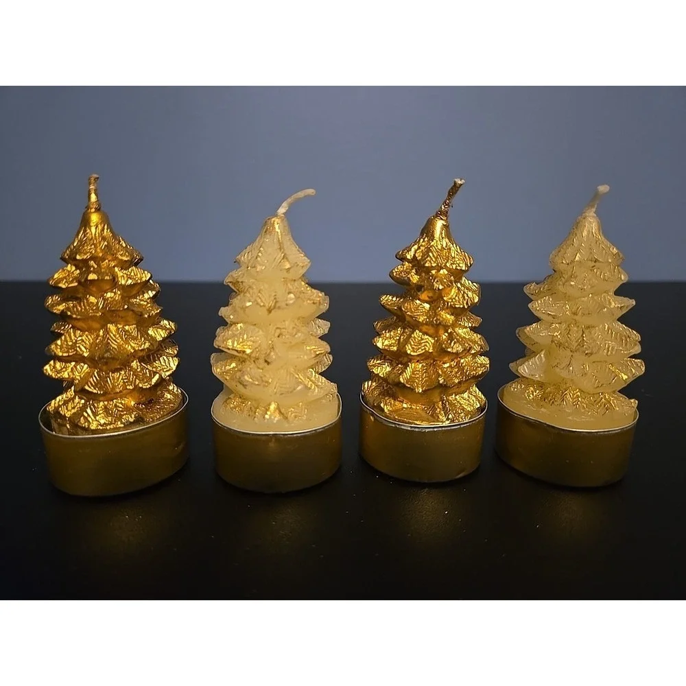 Glitter Gold Sparkle‎ Christmas Tree Candles Mini